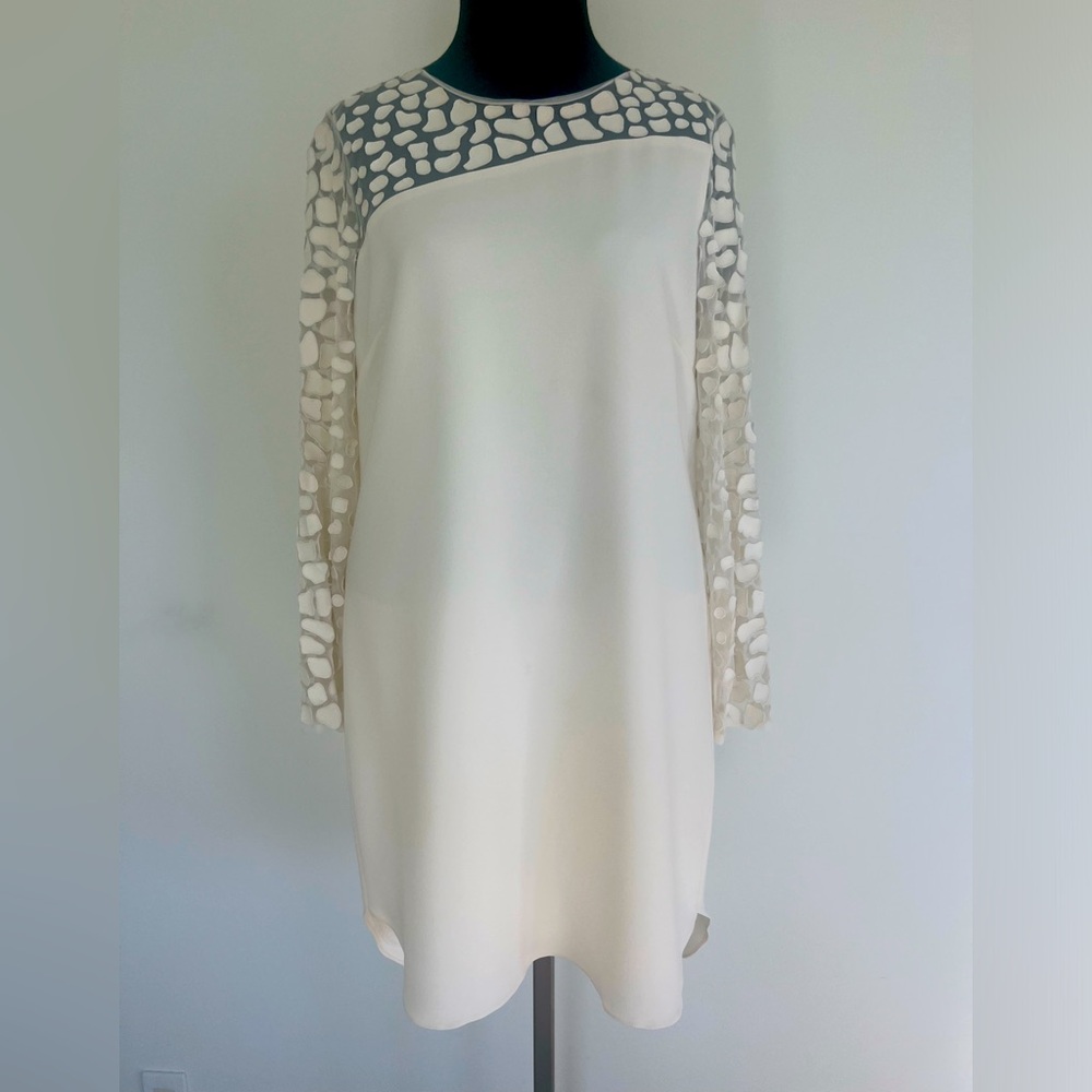 Sachin + Babi mini dress with embroidered mesh sleeves
